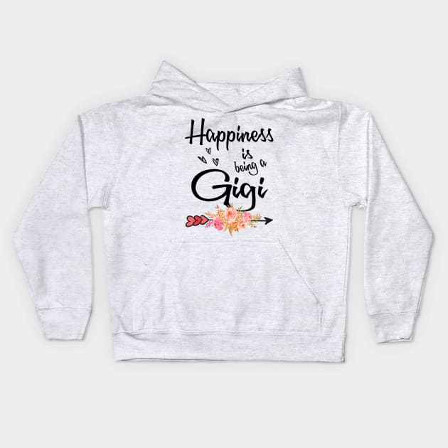 gigi happiness is being a gigi Kids Hoodie by Bagshaw Gravity